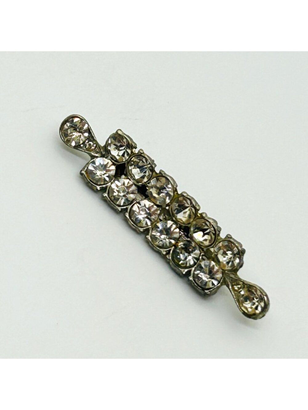 Vintage Rolling Pin Brooch Art Deco Pot Metal Clear Rhinestone Paste Stone Chef